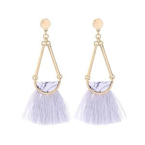 *HP* Howlite and Grey Tassel Earrings